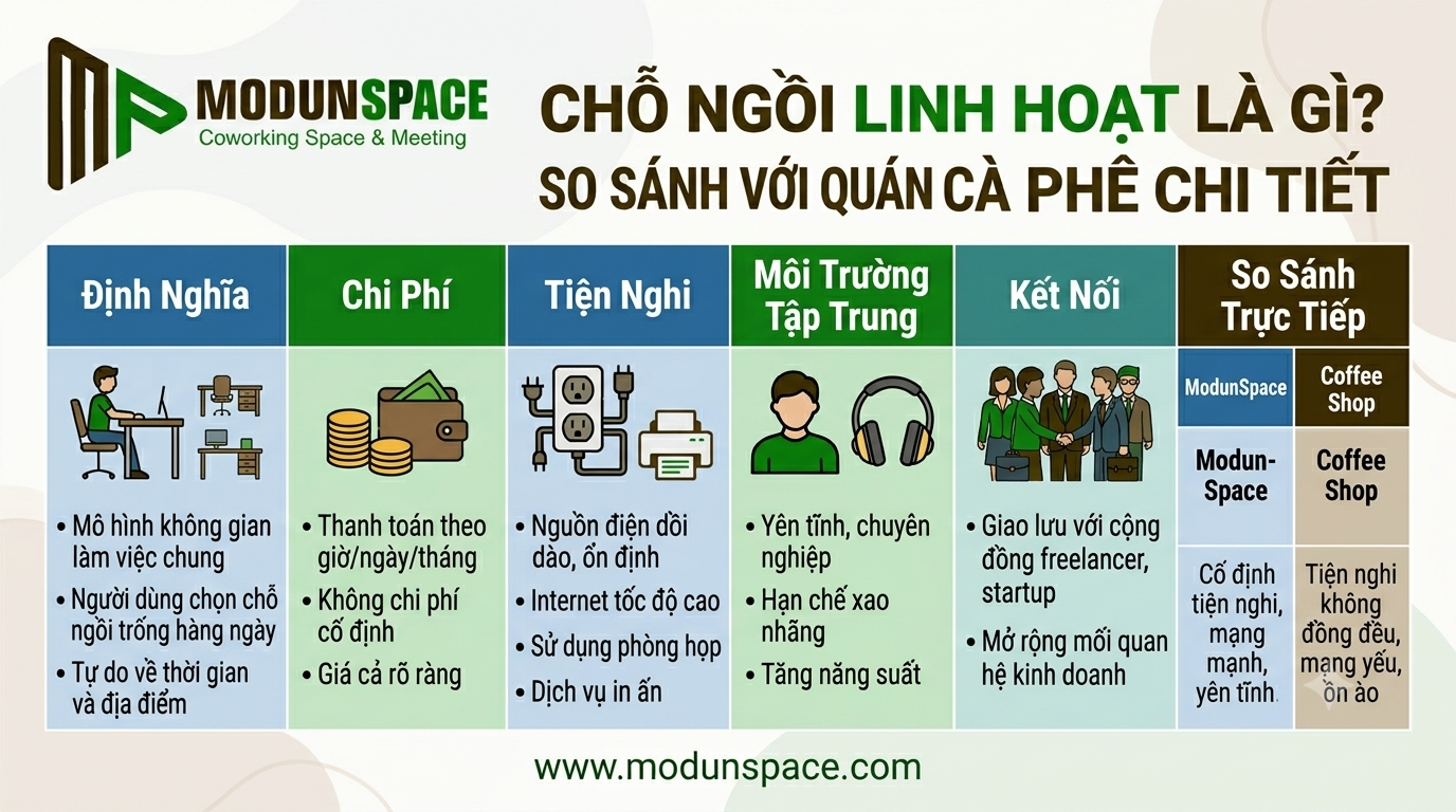 Chỗ Ngồi Linh Hoạt Là Gì? Có Gì Hơn Quán Cà Phê Chạy Deadline?